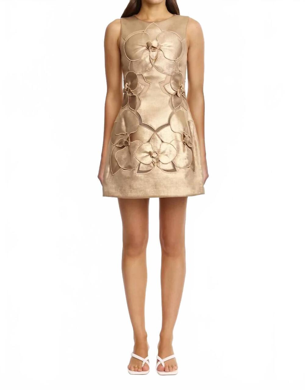 NEW ACLER raffin mini dress in gold